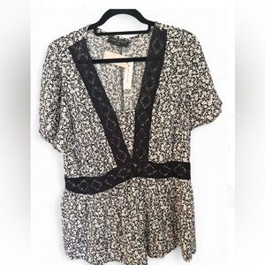 Lane Bryant NWT black and white floral Cottage 3X Fits and Flatters Collection